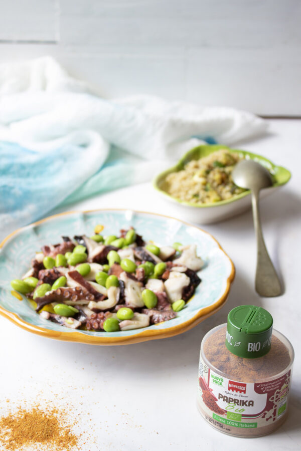 Insalata di polpo e edamame alla paprika